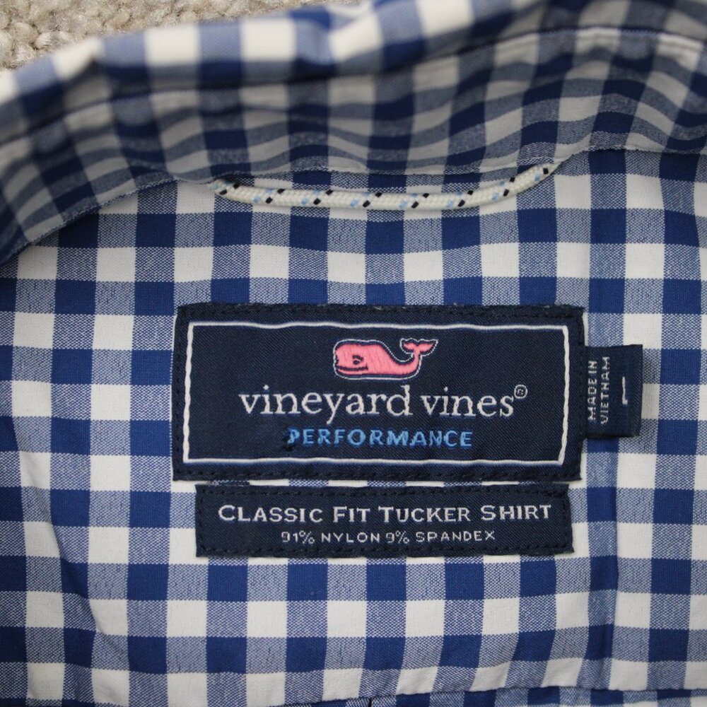 Vineyard Vines Performance Shirt Mens Large Blue Classic Fit Tucker Stretch L/S - Picture 8 of 14